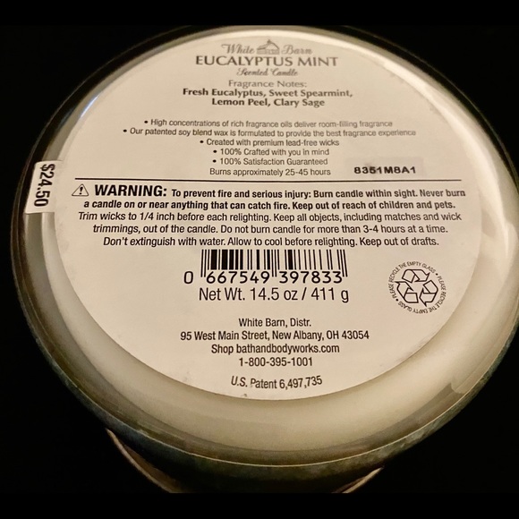 White Barn Eucalyptus Mint Candle - Picture 5 of 5